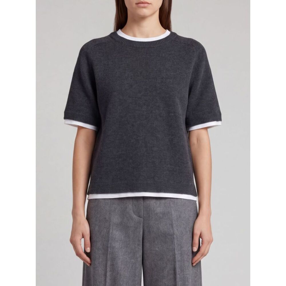 Aida Short-Sleeved Wool And Cashmere Jumper Semicouture With Contrast Trims